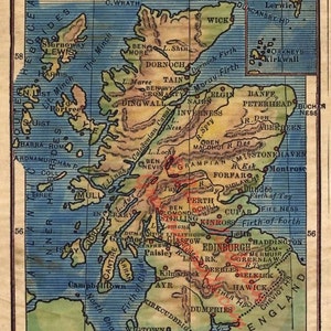 Scotland, scotland map, map scotland, scotland map print, map print scotland, map art scotland, old map scotland, scotland old map image 1