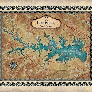 Lake Murray, lake Murray print, lake murray map, lake murray SC, lake Murray sc, lake art, lake house, lake house decor, lake life, lake