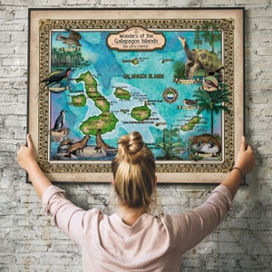 Galapagos map Galápagos Islands poster, World Travel Map, World Travel Decor, World Traveler, Traveler gift, Cartography gift tropical art image 2