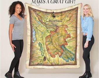 Bob Marshall Montana Historic Map Art Blanket Throw Polar/ Silky/ Sherpa Fleece Vintage Blanket For Bed Sofa Couch Winter Traveling & Gift