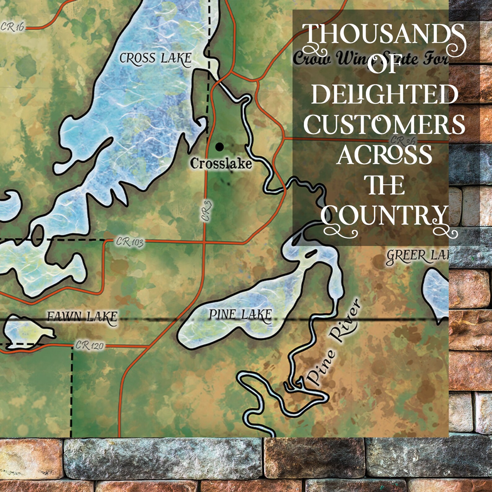 Minnesota Whitefish Chain of Lakes Lake Map Art Map Art on Etsy