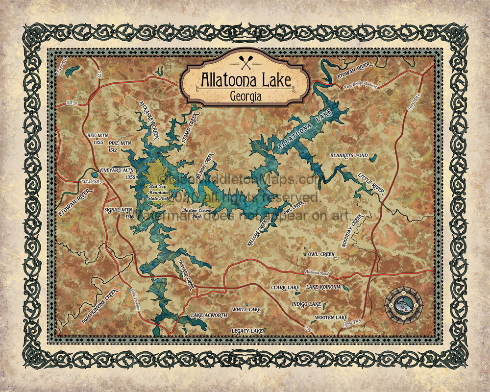 Allatoona Lake Allatoona Lake Map Lake Life Lake House Etsy UK