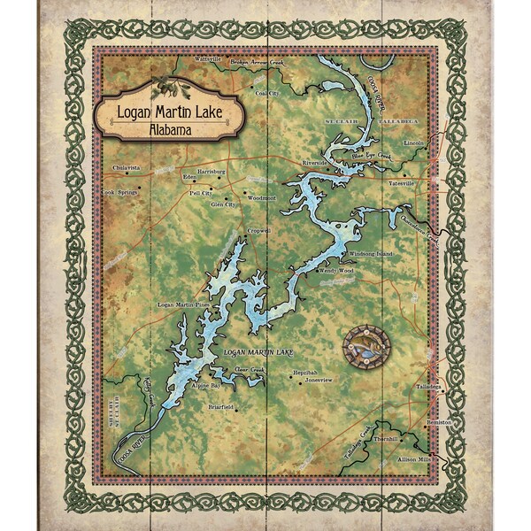 Map of Logan Martin Lake Etsy