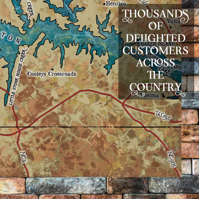 Lake Gaston Map North Carolina Lake House Art