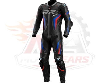 Customized BMW Motorcycle Racing Suit CE Armored Cowhide Leather One Piece Biker Gear
