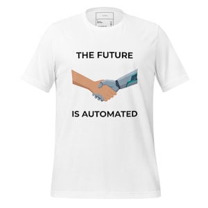 AI-Grafik-T-Shirt | Die Zukunft ist automatisiert |  Technik Geschenk | Programmierer Shirt | Mensch + KI Tee | Zyra