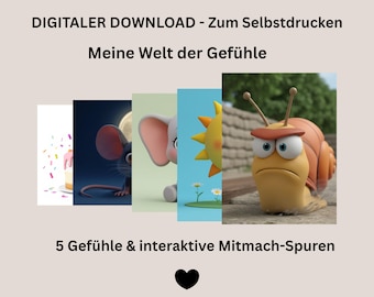 Gevoelensboek voor kinderen (digitaal), Kamishibai gevoelens voorleesboek (pdf), interactief boek over gevoelens voor peuters (3 jaar en ouder), leermateriaal voor de kleuterschool (gevoelens)