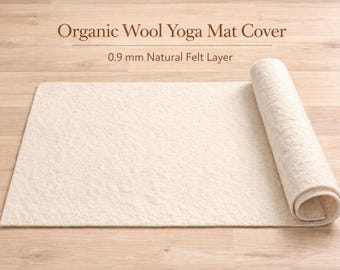 Handmade Organic Wool Felt Yoga Mat Cover, Non Slip Meditation Layer Cushion, Natural Eco Friendly Pilates Rug, Unique Wellness Gifts