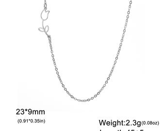 Stainless Steel Sideways Tulip Pendant Necklace – Floral Design, Women's Jewelry