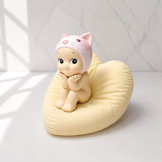 Sonny Angel & Smiski Display, Heart Pillow Beanbag, Figure Shelf, Mini Collectible Holder