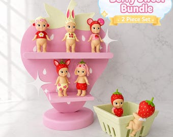 Strawberry Display Bundle for Sonny Angel Figures | Strawberry Display Stand | Strawberry Berry Basket | Strawberry Bundle