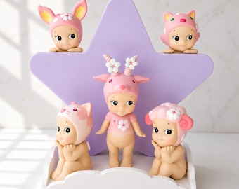 Sonny Angel Dual Hipper + Standing Figure Display Stand | Pastel Figure Stand for Hippers & Mini Figures | Kawaii Desk Decor