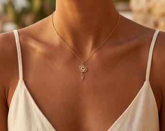 Birth Flower Necklace Gold Silver | Dainty Birth Month Charm Necklace | Botanical Birthday Gift Her