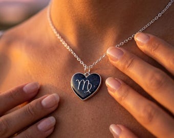 Zodiac Mood Necklace Color Changing | Heart Constellation Pendant | Astrology Birthday Gift for Her