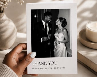 Personalised Photo Wedding Thank You Cards, Thank You Cards Wedding, Folded Thank You Cards, Modern Minimalist Wedding Keepsake