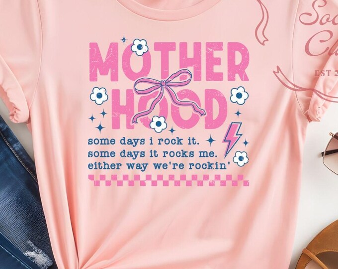 Motherhood Shirt, Some Days It Rocks Me Tee, Mom Life Graphic T-Shirt, Bella Canvas