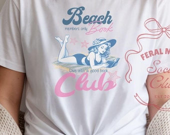 Beach Book Club Shirt, Feral Moms Social Club Tee, Retro Coastal Graphic