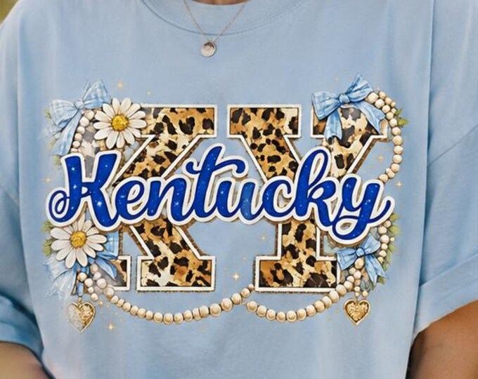 Kentucky Leopard Graphic Tee, Southern Preppy Game Day Shirt, Coquette Wildcats Fan Apparel