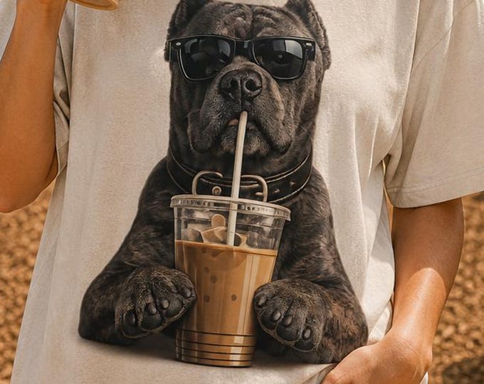 Cane Corso Coffee Tee, Dog Mom Iced Graphic, Comfort Colors Lover Shirt