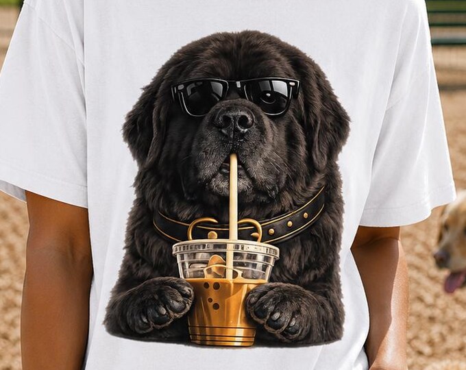 Newfoundland Dog Coffee Shirt | Iced Coffee Newfie Mom Tee (Comfort Colors 1717)