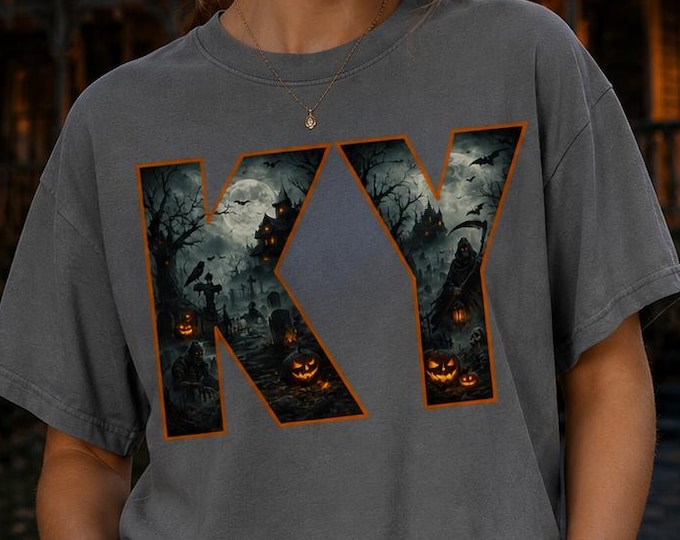 Kentucky Haunted House Halloween Shirt, Spooky KY Graphic Tee, Comfort Colors Fall Ghost Season