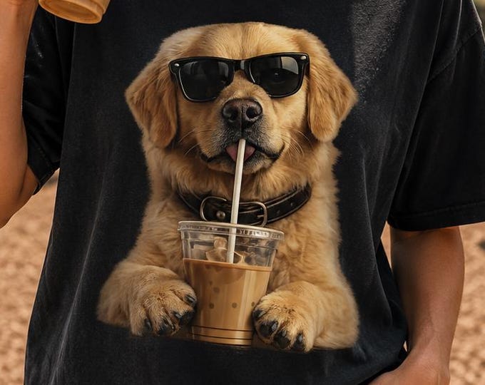Golden Retriever Iced Coffee Dog Mom Comfort Colors Tee