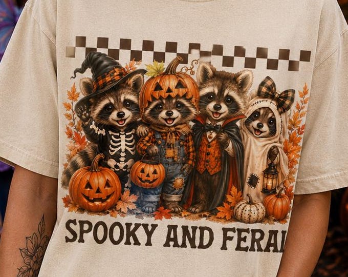 Spooky Feral Raccoons Halloween Shirt, Comfort Colors Garment-Dyed Tee