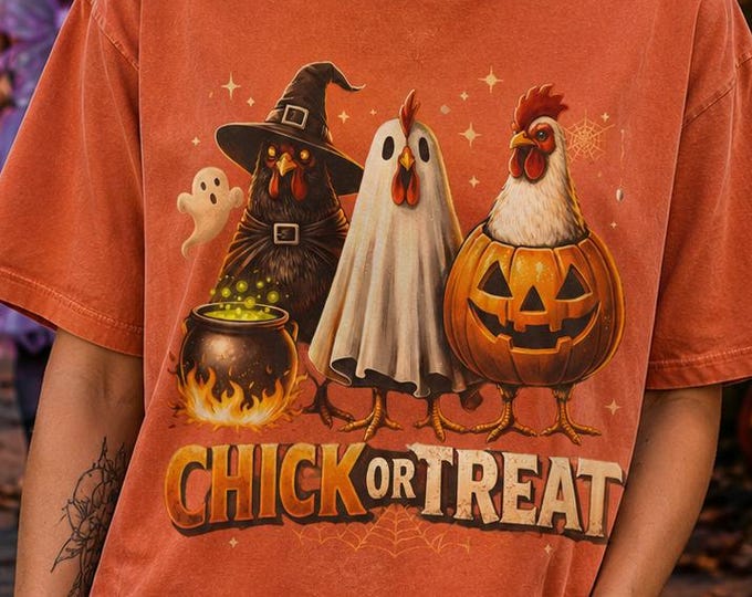 Halloween Chickens Shirt, Funny Witch Ghost Pumpkin Tee, Chicken Lover Gift, Comfort Colors