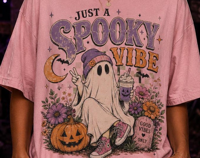 Ghost Halloween Graphic Tee, Comfort Colors Blossom Shirt, Spooky Season Vibes