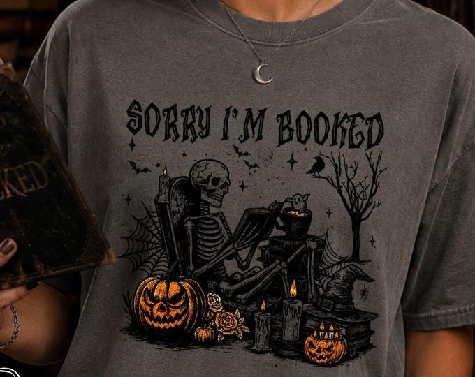 Skeleton Reading Halloween Shirt, Book Lover Spooky Fall Tee