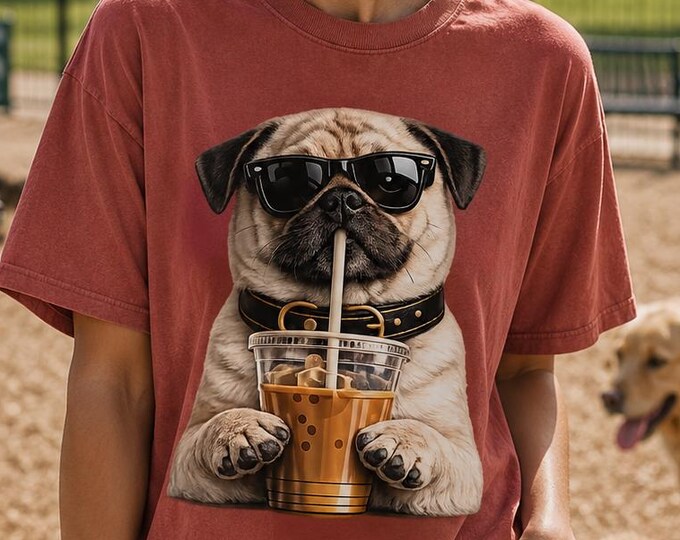 Pug Iced Coffee Shirt | Comfort Colors 1717 Dog Mom Tee