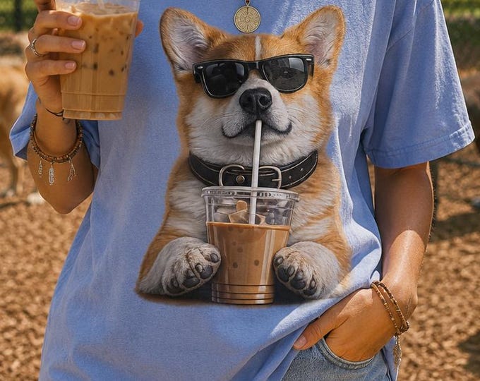 Corgi Coffee Shirt, Funny Dog Mom Graphic Tee, Comfort Colors Pet Lover Gift
