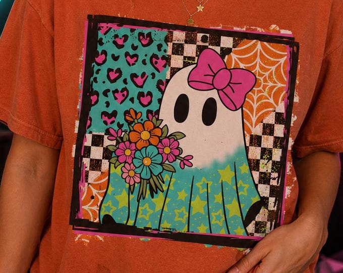 Ghost Vibes Halloween Shirt, Retro Coquette Graphic Tee, Spooky Season Comfort Colors T-Shirt