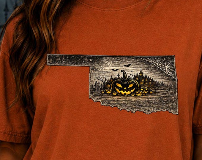 Oklahoma Halloween Shirt, Vintage Haunted Mansion Pumpkin Tee, Comfort Colors Fall Apparel