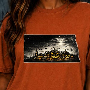 North Dakota Halloween Shirt, Vintage Spooky Pumpkin Patch Graphic Tee