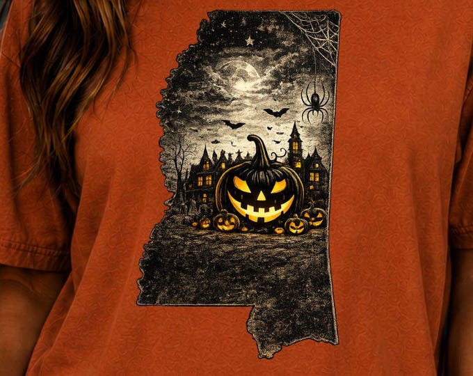 Mississippi Halloween Shirt, Spooky Haunted House Graphic Tee, Comfort Colors 1717