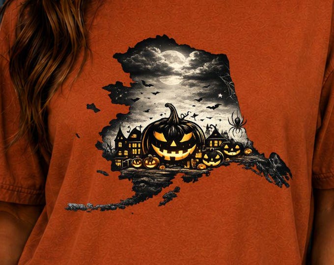 Alaska Halloween Shirt, Spooky Pumpkin Patch Graphic Tee, Comfort Colors Garment-Dyed