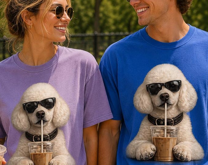 Poodle Coffee Shirt, Dog Mom Dad Graphic Tee, Comfort Colors 1717 T-Shirt
