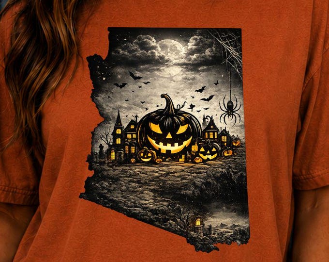 Arizona Halloween Shirt, Spooky Pumpkin Patch Graphic Tee, Haunted Village Comfort Colors 1717