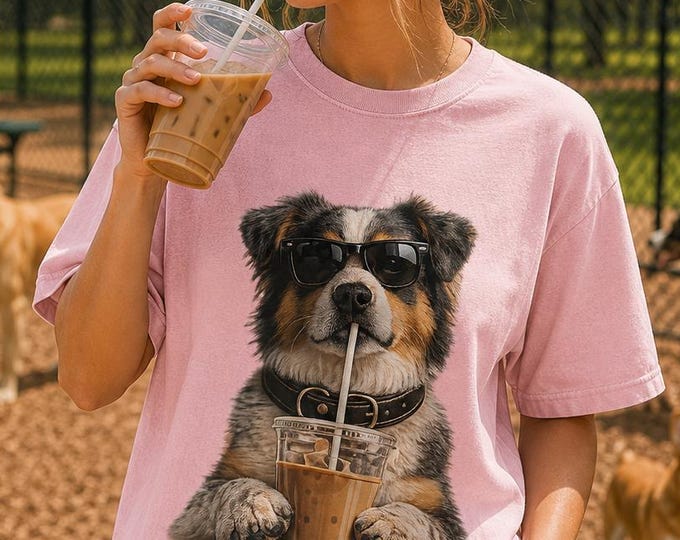 Australian Shepherd Coffee Shirt, Dog Mom Graphic Tee, Comfort Colors Aussie Lover