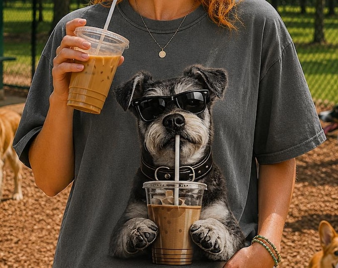 Miniature Schnauzer Iced Coffee Dog Mom Shirt, Comfort Colors 1717 Tee