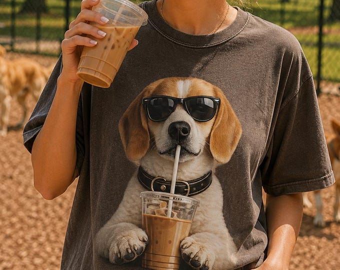 Beagle Coffee Shirt, Dog Mom Graphic Tee, Comfort Colors 1717, Iced Dog Lover Gift