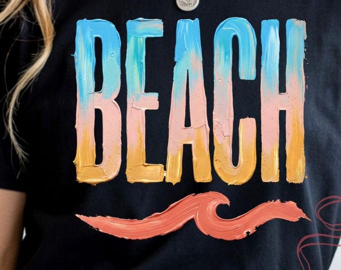 Women's Beach Graphic Tee, Ocean Wave Summer Vacation Top