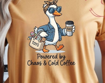 Chaos Cold Coffee Goose Shirt | Funny Mom Animal Graphic Tee