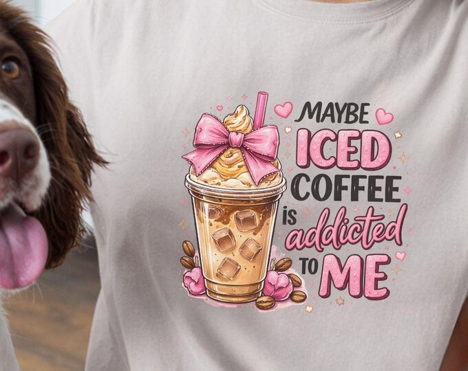 Iced Coffee Addicted Graphic Tee | Whimsical Caffeine Coffee Lover Shirt