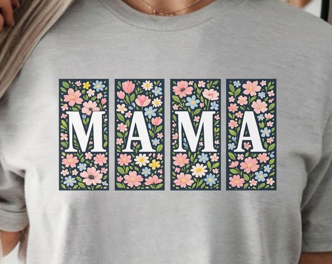 Floral Mama Block Shirt: Retro Bold Typography Graphic Tee