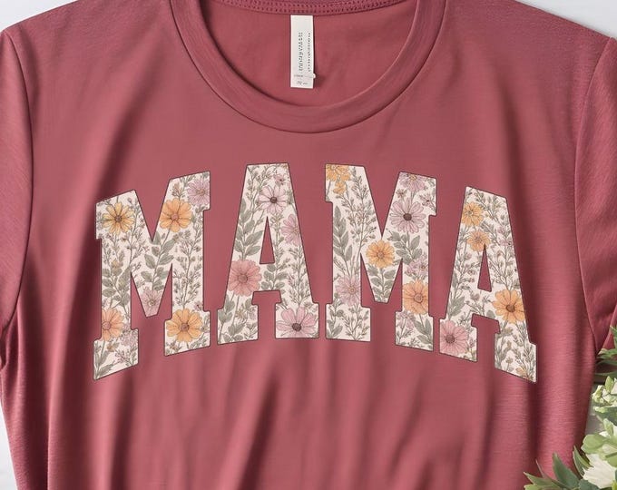 Floral Mama Shirt, Vintage Style Graphic Tee, Soft Mom Apparel