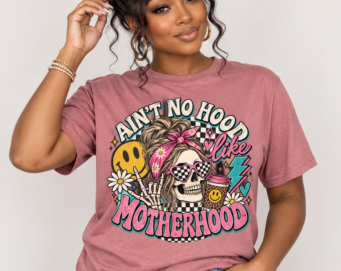 Retro 90s Mom Life Tee: Skull, Smiley, Floral Graphic Bella Canvas