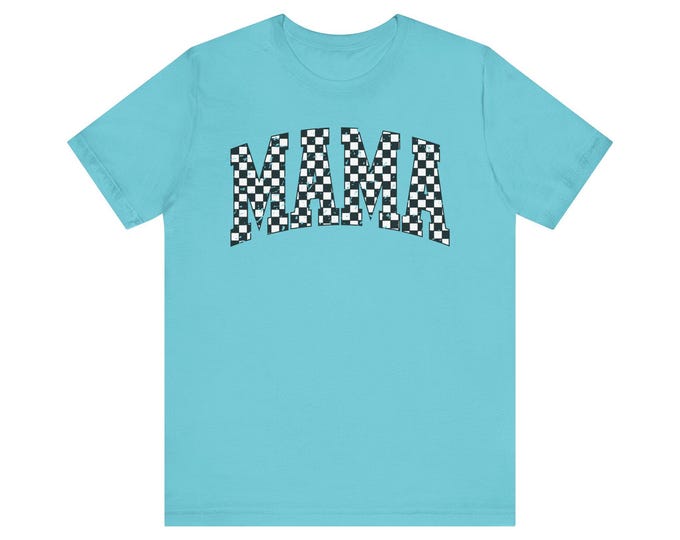Checkered Mama Graphic Tee | Retro Racing Mama Shirt