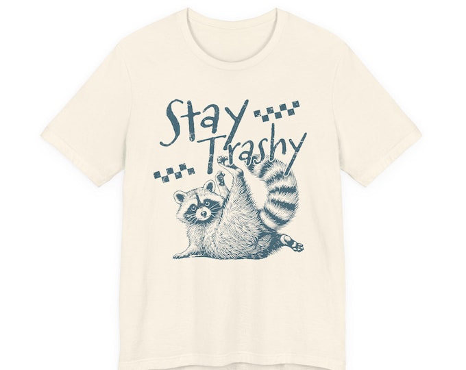 Stay Trashy Raccoon Snarky Humor Oversized Mom T-Shirt | Vintage Humorous Animal Tee